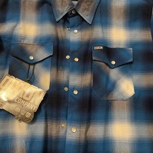 DIXXON Blue and White Plaid Casual Shirt